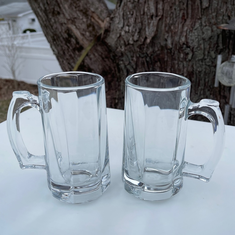 Set of Two Heavy Duty Clear Glass Beer Mug 250ml